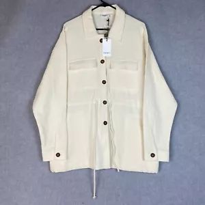 Jeanswest Jacket Womens 16 Cream White Steph Lightweight Shacket Drawstring NEW - Picture 1 of 8