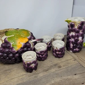 Juego de tazas de uva púrpura Mancer Pottery Made In Italy muy RARO - Imagen 1 de 9