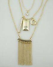 3PCS GUESS Multi Charms & Chain Tassel Pendant Necklace Set Gold ~3 WAY~