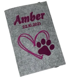 Heimtierausweis Hülle personalisierte EU Impfpass Hund Katze Namen Herz beere - Bild 1 von 9