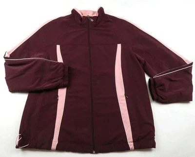 Chaqueta cortavientos Green Tea para mujer cremallera completa rosa granate L Foto 1 de 4