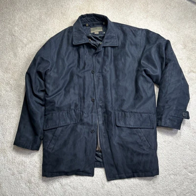 Rainforest Coat Men's Large Black Zip Out Goose Down Liner Pockets Full Zip EUC - Image 1 of 4