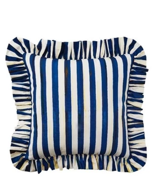 MacKenzie Child's Royal Stripe Volantes Almohada Grande 20"x20" Nueva con etiquetas Foto 1 de 3