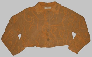 Vintage POTATO CLOTHING Cropped Cardigan Soft Orange-Taupe Abstract Top M USA - Bild 1 von 5