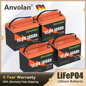 4X LiFePO4 Batterie Akku100Ah Lithium 12V BMS Wohnmobil Solaranlage Heim Garten - Bild 1 von 14