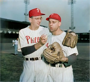 Jim Konstanty & Andy Seminick-1950 Phillies 8x10 Colorized Print-FREE SHIPPING - Picture 1 of 1