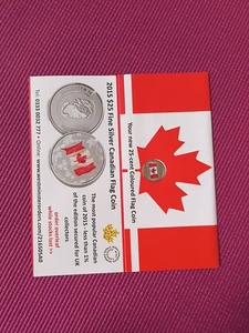 2015 Royal Canadian Mint 25c Coloured Flag Coin, Fine Silver, Uncirculated,... - Picture 1 of 3
