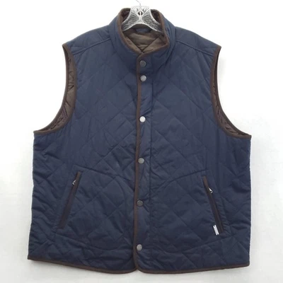 Tommy Bahama Chaleco Para Hombres XL Azul Marrón Acolchado Nylon Puffer Chaqueta Sin Mangas Foto 1 de 4