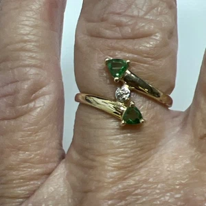 10kgreen Tourmaline Bypass Ring Size 7 - Picture 1 of 7