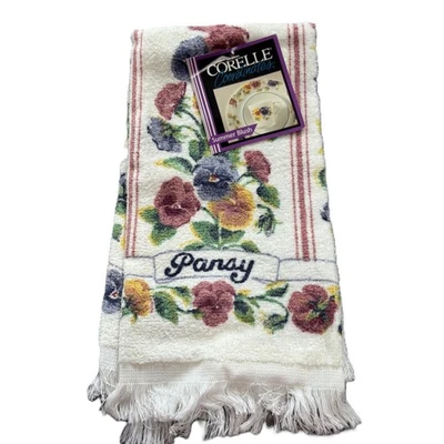 Corelle Vintage NEW Kitchen Tea Towel Pansy Summer Blush Floral Made in USA T12 - Image 1 of 4