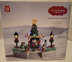 Christmas Village St. Nicholas Square Illuminated Motion New Opened Box, Adapter - Picture 1 of 8