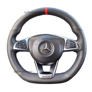 Hand-Sewing Steering Wheel Wrap Cover Leather Interior Wrap For Benz W205 - Picture 1 of 13