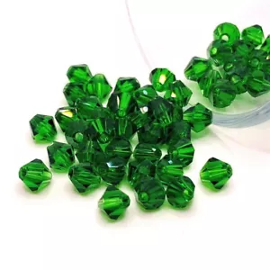 4, 20 or 50 pcs 6mm Bicone Bead Emerald Green May Birthstone-US Seller-DG948 - Picture 1 of 5
