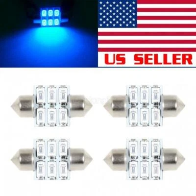 4 x США чисто синий 31 мм 3SMD LED автомобиля праздник интерьера купол лампа постоянного тока 12 В - Изображение 1 из 4