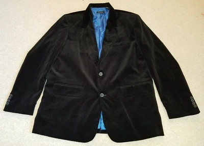 Blazer Hombre-BRANDINI-terciopelo Negro 100% Algodón Forrado 2 Botones Evento Vacaciones-XL Foto 1 de 4