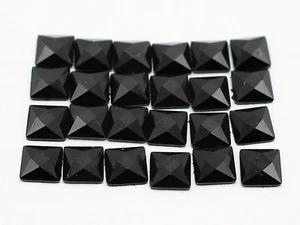 500 piezas Gemas de estrás cuadradas facetadas con respaldo plano acrílico negro azabache 6X6 mm sin agujero - Imagen 1 de 2