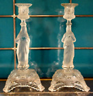 2 antik Belgien Prunk  Kerzen leuchter halter Glas Jesus und Maria Höhe 29 cm