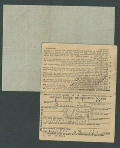 1944 WW2 Gasoline Registration Form Approved W/20 Ration Labels/Tabs------ - Picture 1 of 2
