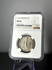 1919 France 2 Francs Coin NGC MS62 Silver Coin KM# 845.1 Toned!