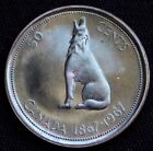 1967 CANADA 50 CENTS - ARGENT 0,800 - 100e anniversaire loup hurlant du Canada tonique