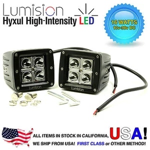 Lumision Hyxul 16W 3" PAIR Square Spot High Intensity LED Light Fog Lamp Truck - Imagen 1 de 10