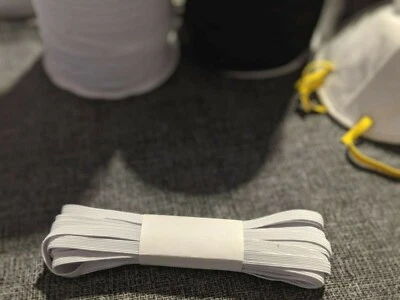 1/4" Inch (6mm) Black/White Elastic Cord Band, 2 to 20 Yards, for DIY Face Masks - Image 1 of 4