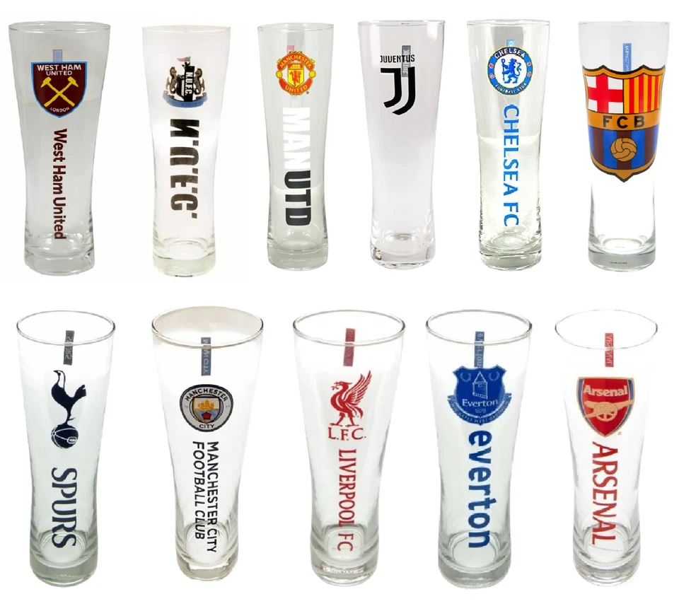 Football Pint Glass FC Tall Beer Pint Glass New Xmas/Birthday Official Licensed Foto 1 de 1