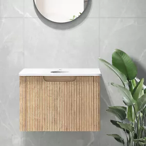 ACA Bath Wall MDF Brown Vanity Storage Drawer Cabinet Stone Countertop 610x465mm - Picture 1 of 7