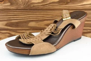 Clarks Women Sz 9 M Brown Wedge Leather Shoes 60285 - Picture 1 of 8