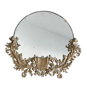 Vintage French Gilded Brass Cherub Table Vanity Mirror - Picture 1 of 4