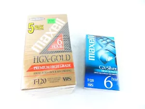 Maxell HGX Gold T120 5 Pack & GX Silver VHS Tape - Picture 1 of 9