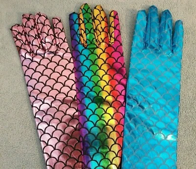 Guantes Largos SIRENA Cosplay Escala Metálica Colores - Rosa, Azul, Multi-Arco Iris Foto 1 de 4