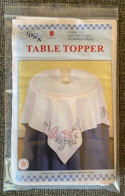 Hummingbird Jack Dempsey Needle Art #550 Table Topper 35” Square 2003 - Image 1 of 2