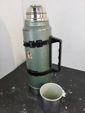 Vintage Stanley Aladdin Thermos Green Metal 1 Quart A-944C With Plastic Holder