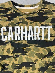 Carhartt Long Sleeve Camo T-Shirt Boys Kids Small 8-10 Dark Tones Camo Hunt Fun - Picture 1 of 9