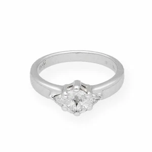18Ct White Gold Marquise & Trilliant Diamond Cluster Ring (Size L 1/2) 6mm Head - Picture 1 of 3