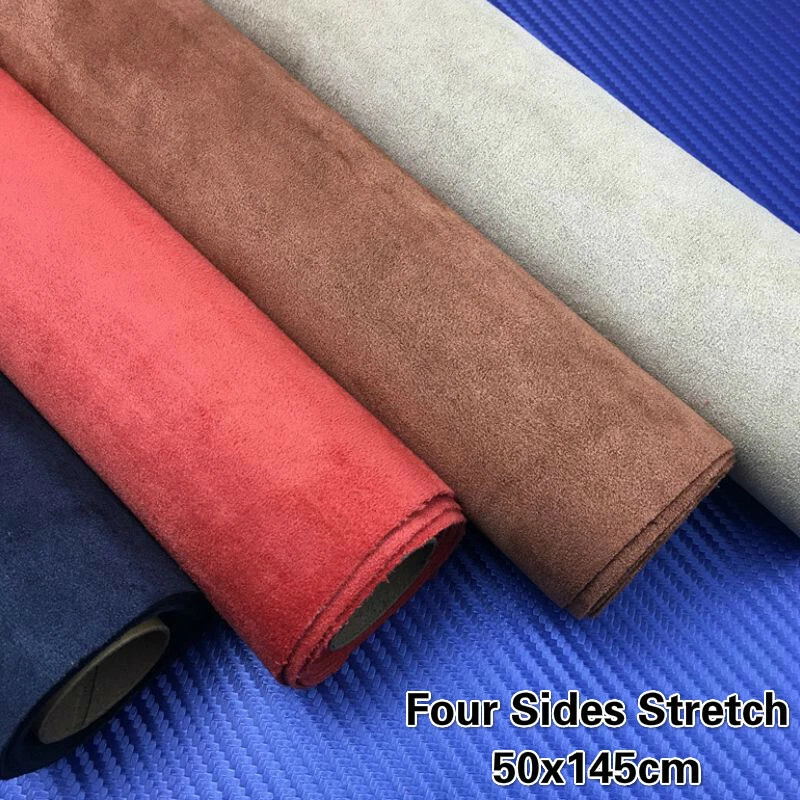 Faux Suede Fabric Double Sided Plush Material Stretch Sew Car Roof Interior Home - Image 1 of 4