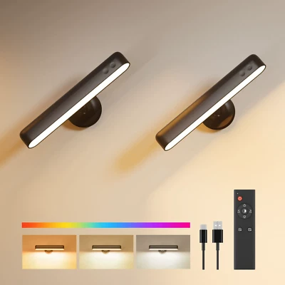 LED Wall Sconces Set of 2 Battery Operated Rechargeable Wall Lamp Wireless Light - Image 1 of 4