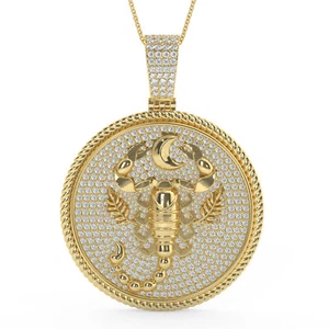Echter Moissanit Diamant Tierkreis Astrologie Stern Skorpion 14K Gold Anhänger Charm Set - Bild 1 von 20