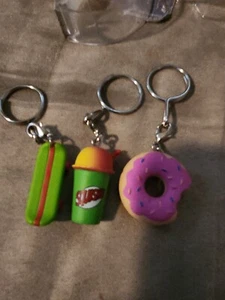 The Simpsons Zipper Pull / Keychain Lot Of 3 Mint Squishee Donut Skateboard - Picture 1 of 2