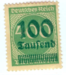 1923 Weimar Impero tedesco timbro iperinflazione 400 marchi timbrato 100.000 marchi - Foto 1 di 1