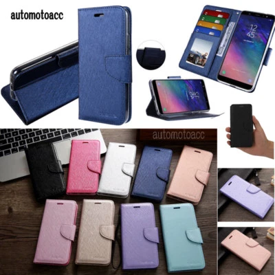 Magnetic Wallet Silk Leather Phone Case For iPhone 6-11 12 13 14 15 16 17 ProMax - Image 1 of 4