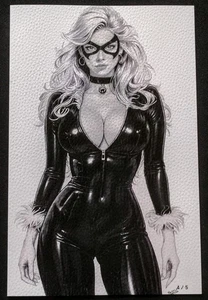 Waifu Chronicles #1 Black Cat Cosplay B&W Leather Variant Tim Grayson #4/5  - Picture 1 of 2