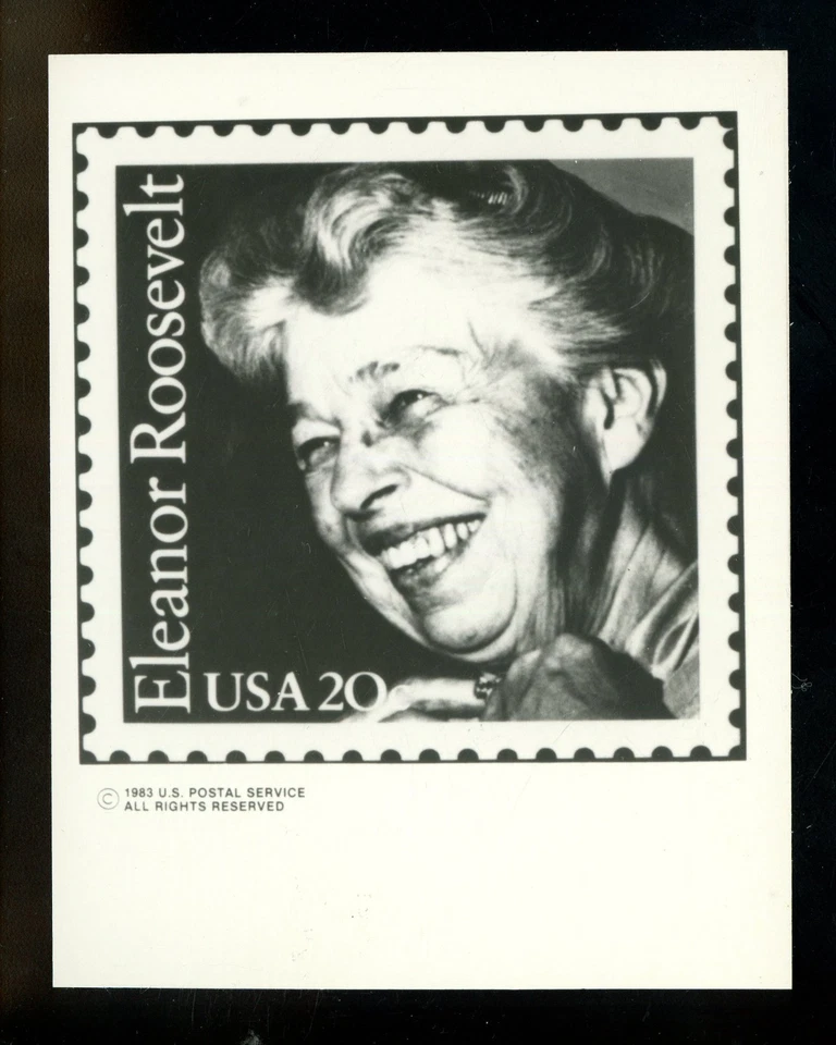 US Stamp FDC Publicity Photo Essay #2105 20c Eleanor Roosevelt 25 mm BLACK 1984 - Image 1 of 1