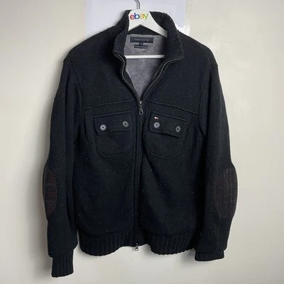 Tommy Hilfiger Premium Lambswool Jacket Mens M Fluffy Lining Full Zip Deluxe - Image 1 of 4
