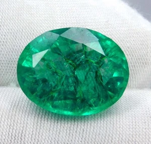 Esmeralda verde colombiana natural certificada 12,00 quilates corte ovalado piedra preciosa suelta - Imagen 1 de 9