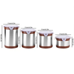 Stainless Steel Sealing Storage Jars Set for Coffee Tea Flour Nuts Kitchen - Picture 1 of 12