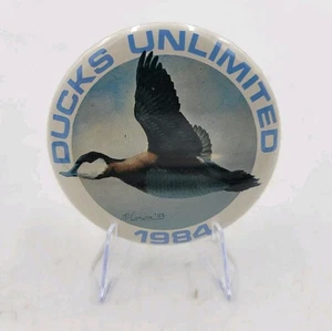 Vintage 1984 Ducks Unlimited Pinback Button Ruddy Duck 2" - Picture 1 of 3