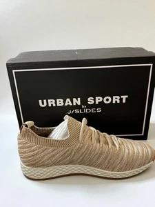 Urban Sport J/Slides Knit Sneakers 10 Sand 2-Tone Opy NIB Comfy Chic Style - Picture 1 of 9
