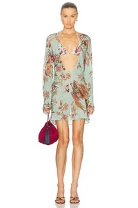 NWT SKIMS X Roberto Cavalli Long Sleeve Green Floral Mini Dress MEDIUM M - Picture 1 of 1